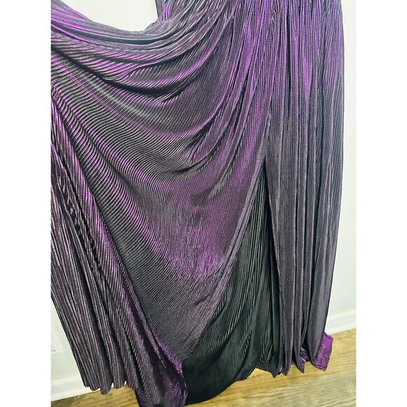 Bronx & Banco Women's Metallic Purple Florence One Shoulder Gown Dress Size XL - Picture 6 of 12